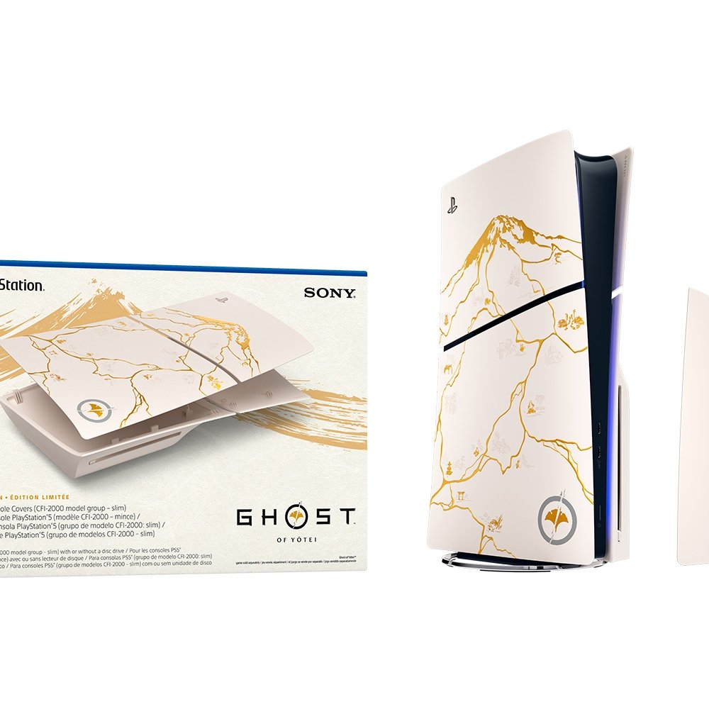 Tampas do console PS5 Slim, Edição Limitada Ouro, Ghost of Yotei - 1000048388