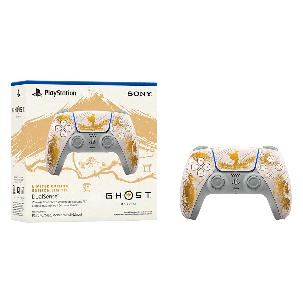 Imagem 6 de 6 do produto Controle Sem fio Sony DualSense PS5, Edição Limitada Ouro, Ghost of Yotei - 1000048384