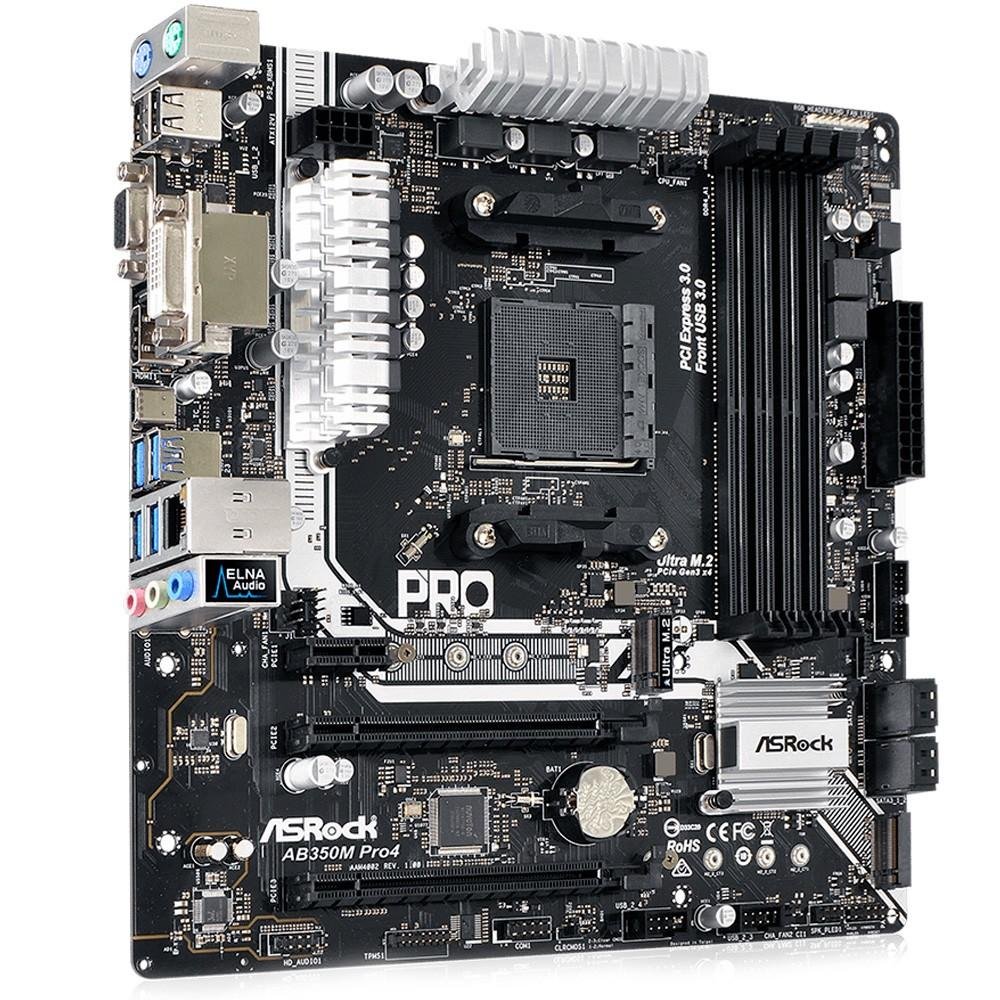 Placa-Mãe ASRock AB350M Pro4, AMD AM4, mATX, DDR4 Placa-Mãe ASRock AB350M Pro4, AMD AM4, mATX, DDR4
