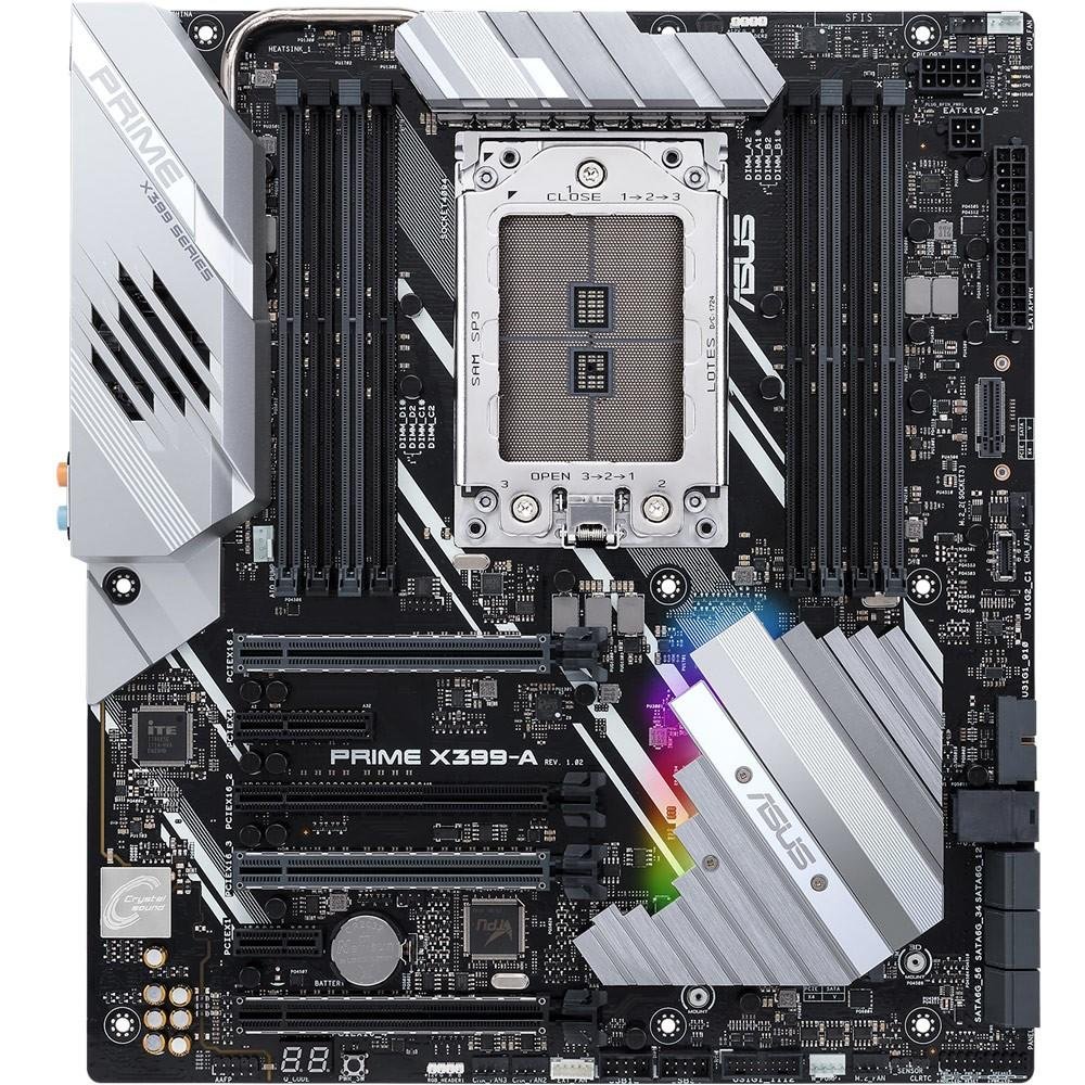Imagem 3 de 5 do produto Placa-Mãe ASUS p/ AMD TR4, e-ATX, PRIME X399-A, DDR4, SLI/CrossFireX, 6 x SATA 6Gb, Raid 0,1,10, 8x USB 3.1, Aura RGB Strip Headers