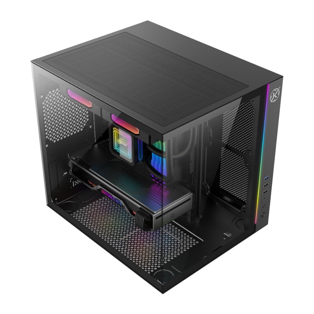 Gabinete Gamer Kalkan Midgard, Mini Tower, RGB, Micro-ATX, Frontal e Lateral em Vidro, Sem FANs, Preto - KLK00055 - view 6