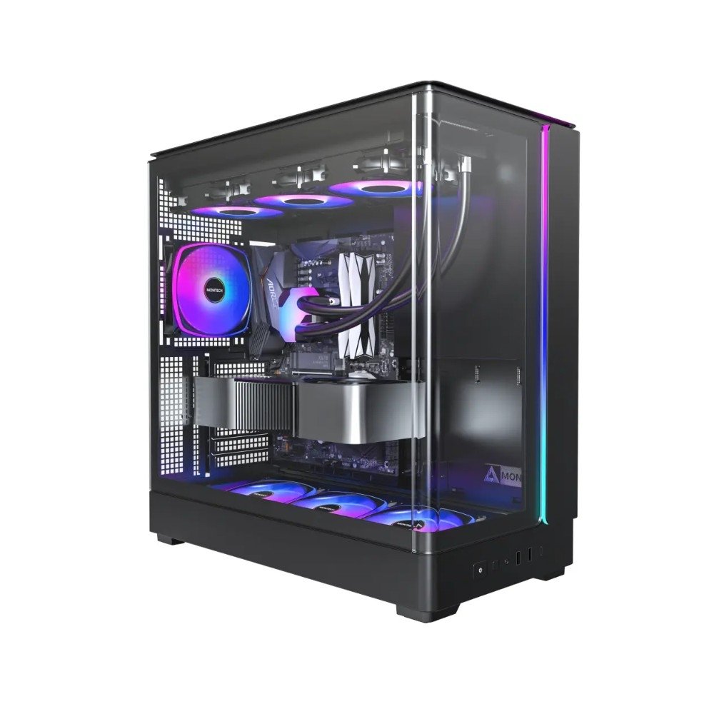 Gabinete Gamer Montech KING15 PRO, Mid Tower, ARGB, ATX, Frontal e Lateral em Vidro, Preto - KING15PB