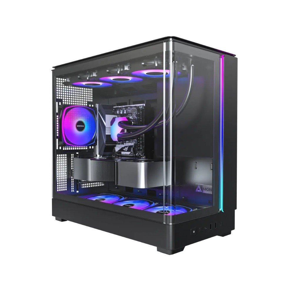 Gabinete Gamer Montech KING45 PRO, Mid Tower, ARGB, ATX, Frontal e Lateral em Vidro, Preto - KING45PB