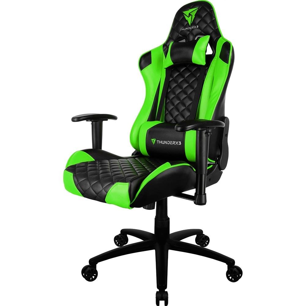 Cadeira Gamer ThunderX3 TGC12 Profissional, Até 120kg, Com Almofadas, Reclinável, Descanso de Braço 2D, Preto e Verde