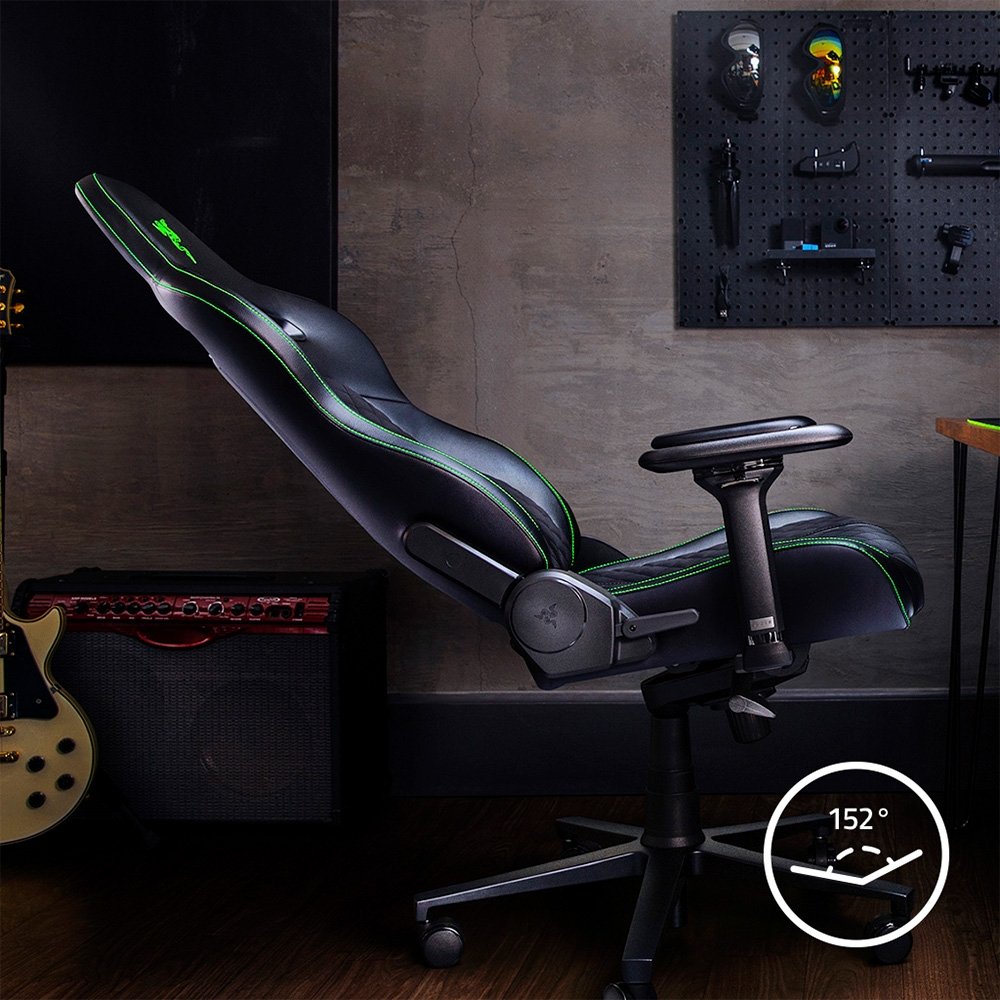 Cadeira Gamer Razer Enki X, Até 136Kg, Reclinável, Almofada, Cilindro de Gás Classe 4, Couro Sintético, Preta e Verde - RZ38-03880700-R3U1 Cadeira Gamer Razer Enki X, Até 136Kg, Reclinável, Almofada, Cilindro de Gás Classe 4, Couro Sintético, Preta e Verde - RZ38-03880700-R3U1