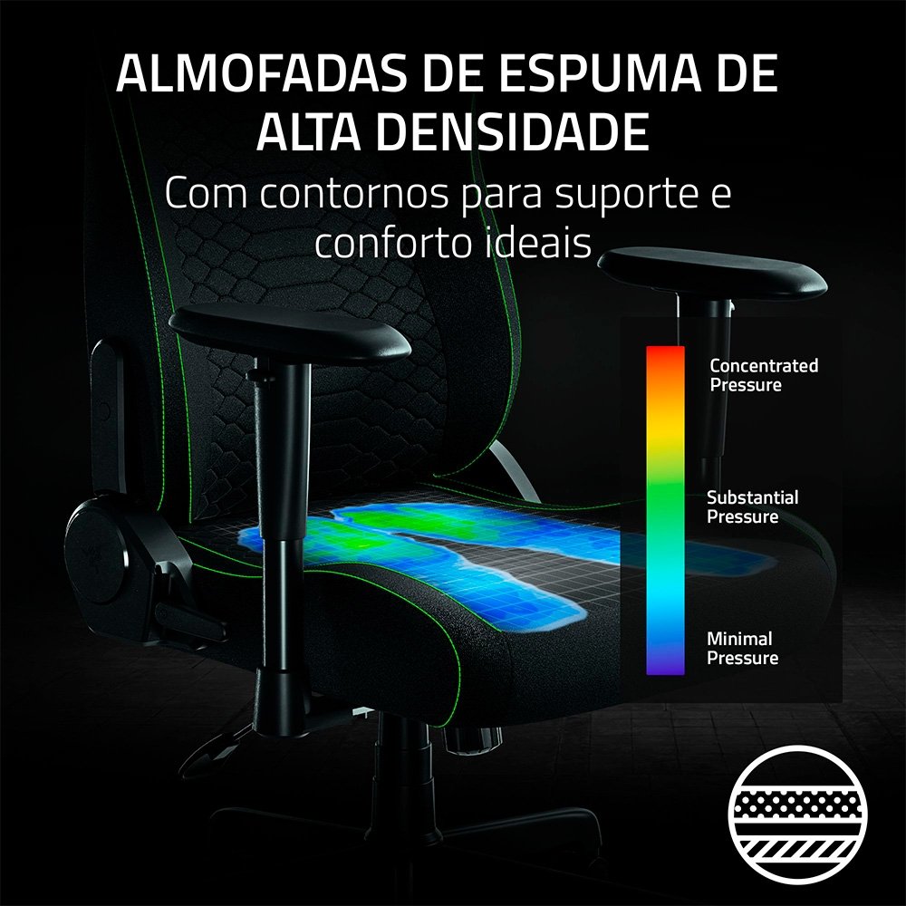 * Cadeira Gamer Razer Iskur V2 X, Até 136Kg, Reclinável, Almofada, Cilindro de Gás Classe 4, Tecido, Preta - RZ38-05310100-R3UA - view 9