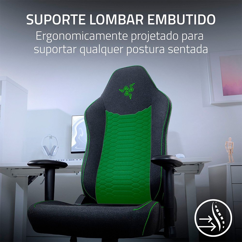 * Cadeira Gamer Razer Iskur V2 X, Até 136Kg, Reclinável, Almofada, Cilindro de Gás Classe 4, Tecido, Preta - RZ38-05310100-R3UA - view 5