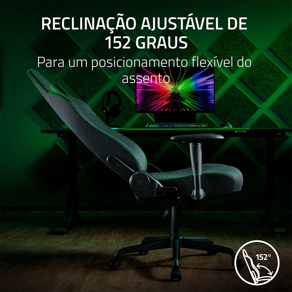 * Cadeira Gamer Razer Iskur V2 X, Até 136Kg, Reclinável, Almofada, Cilindro de Gás Classe 4, Tecido, Preta - RZ38-05310100-R3UA - view 6