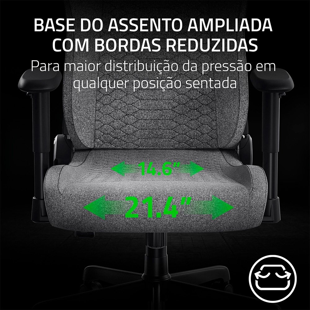 Imagem 6 de 10 do produto Cadeira Gamer Razer Iskur V2 X, Até 136Kg, Reclinável, Almofada, Cilindro de Gás Classe 4, Tecido, Cinza Claro - RZ38-05310200-R3UA