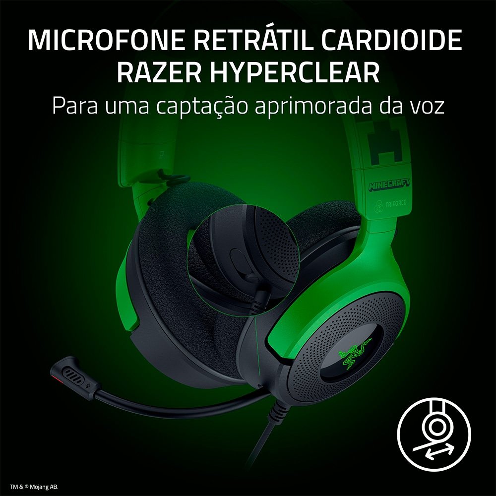 Headset Gamer Razer Kraken V4 X, Som Surround 7.1, Conexão USB, Minecraft Edition - RZ04-05180200-R3M1 - view 7