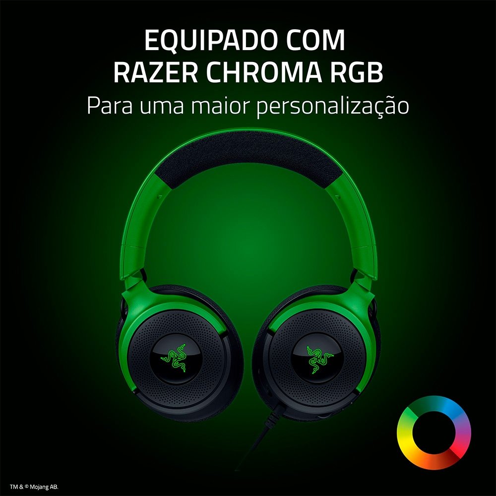 Headset Gamer Razer Kraken V4 X, Som Surround 7.1, Conexão USB, Minecraft Edition - RZ04-05180200-R3M1 - view 10