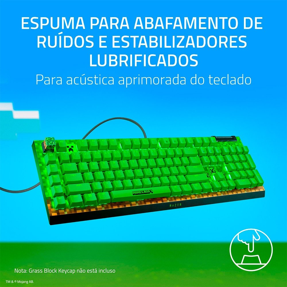 Teclado Mecânico Gamer Razer BlackWidow V4 X, Chroma RGB, Switch Green, Minecraft Edition, Layout US - RZ03-04704100-R3M1 Teclado Mecânico Gamer Razer BlackWidow V4 X, Chroma RGB, Switch Green, Minecraft Edition, Layout US - RZ03-04704100-R3M1