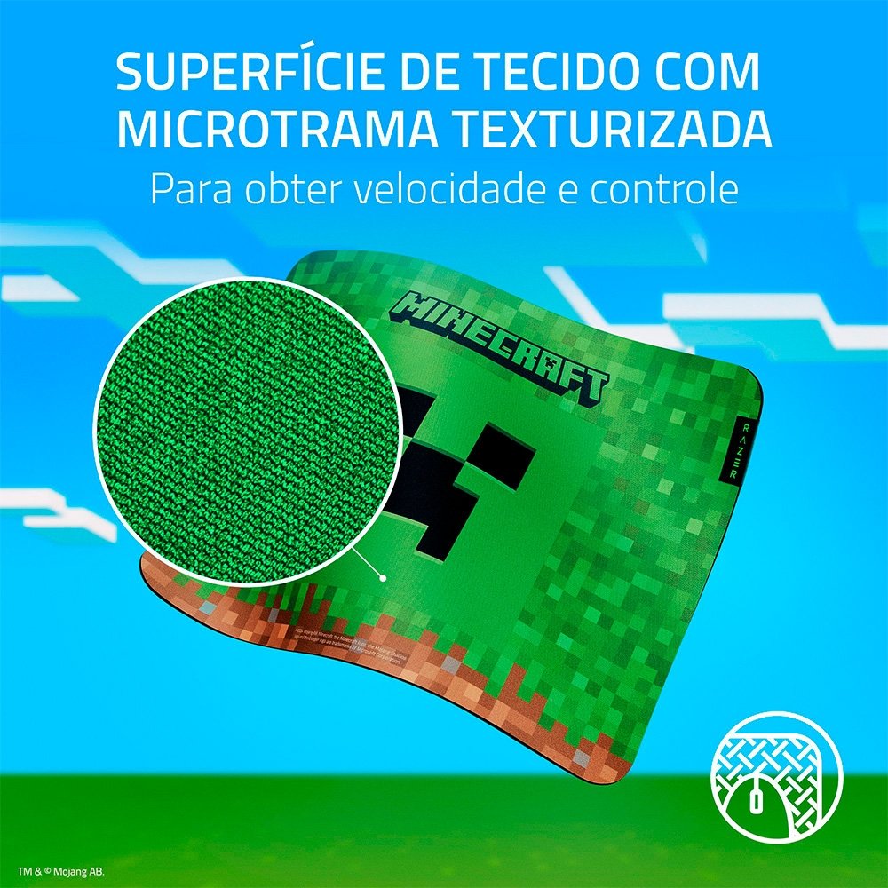 Imagem 4 de 7 do produto Mousepad Gamer Razer Gigantus V2, Tecido Macio, Médio, Minecraft Edition - RZ02-03333800-R3M1