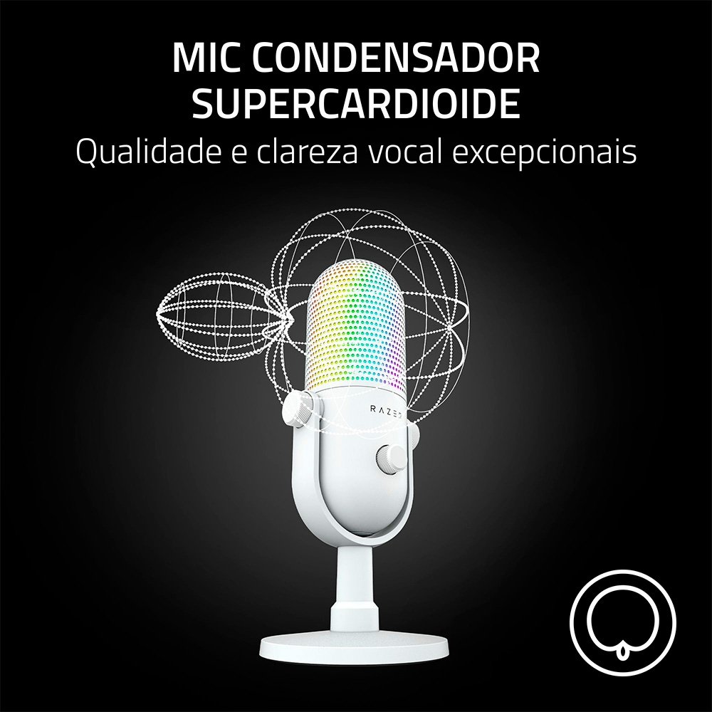 Microfone Razer Seiren V3 Chroma, RGB, Conexão USB, Branco - RZ19-05060200-R3U1 - view 4