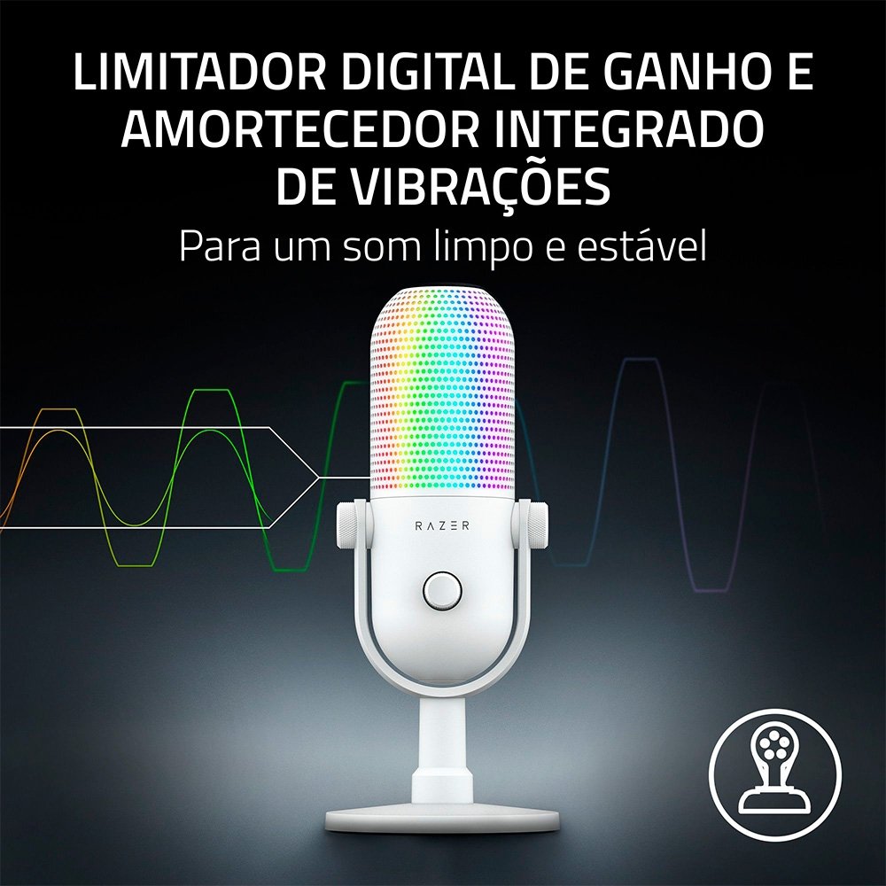 Microfone Razer Seiren V3 Chroma, RGB, Conexão USB, Branco - RZ19-05060200-R3U1 - view 7