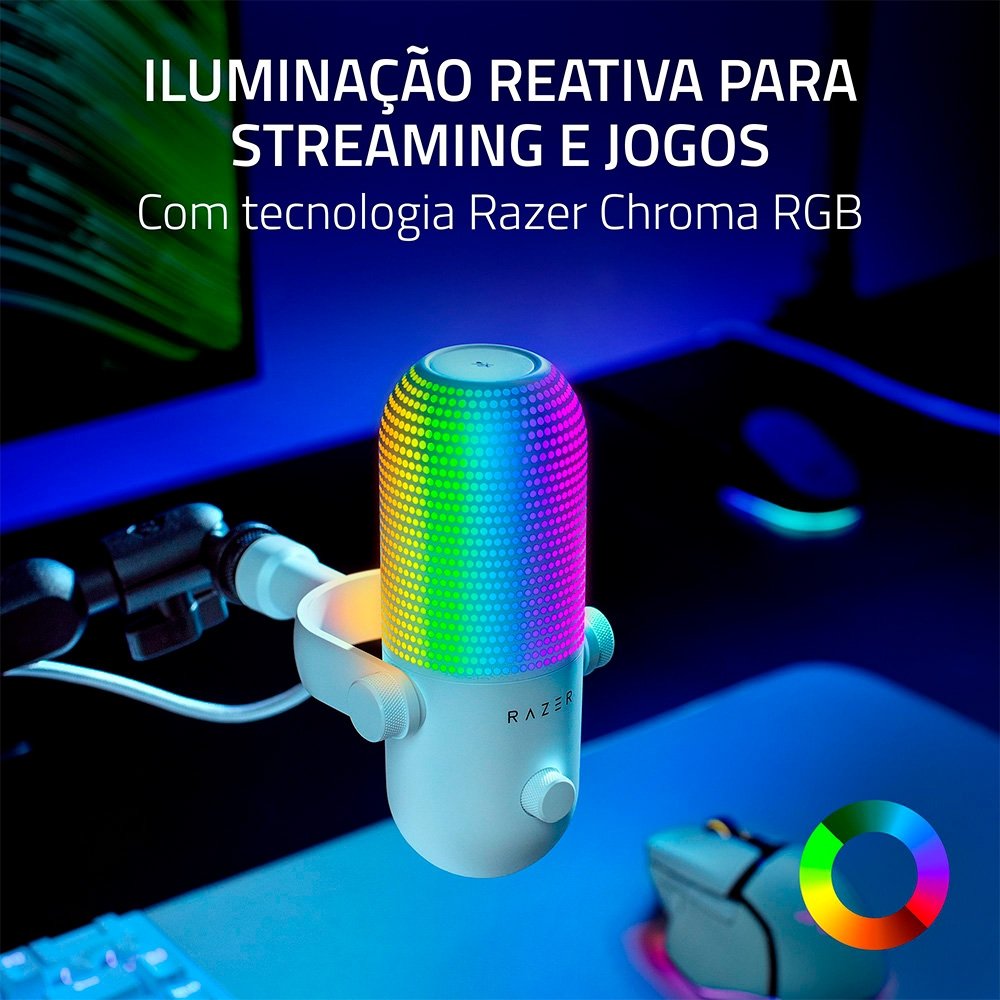 Microfone Razer Seiren V3 Chroma, RGB, Conexão USB, Branco - RZ19-05060200-R3U1 - view 8