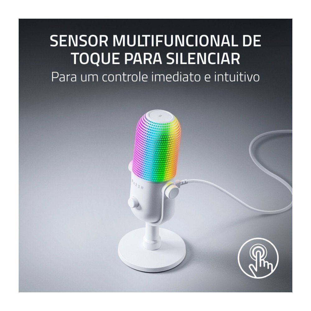 Microfone ( Balão.info) Seiren V3 Chroma, RGB, Sensor Tap-to-Mute, Condensador, PC, Discord, OBS ( Balão.info), XSplit, USB, Branco - RZ19-( Balão.info - foto 3