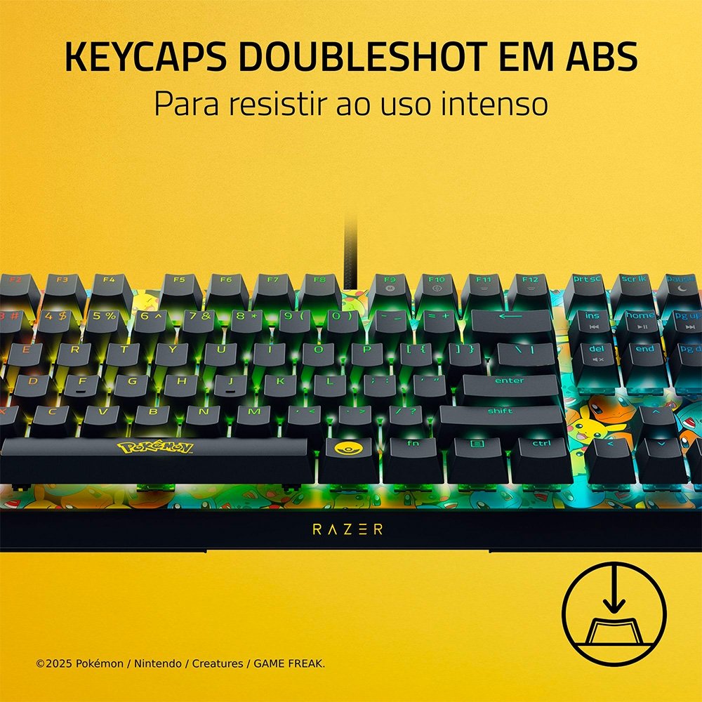 Imagem 9 de 10 do produto Teclado Mecânico Gamer Razer BlackWidow V4 X, Chroma RGB, Switch Green, Pokémon Kanto Starters Edition, Layout US - RZ03-04704200-R3M1