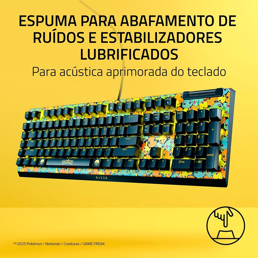 Imagem 10 de 10 do produto Teclado Mecânico Gamer Razer BlackWidow V4 X, Chroma RGB, Switch Green, Pokémon Kanto Starters Edition, Layout US - RZ03-04704200-R3M1