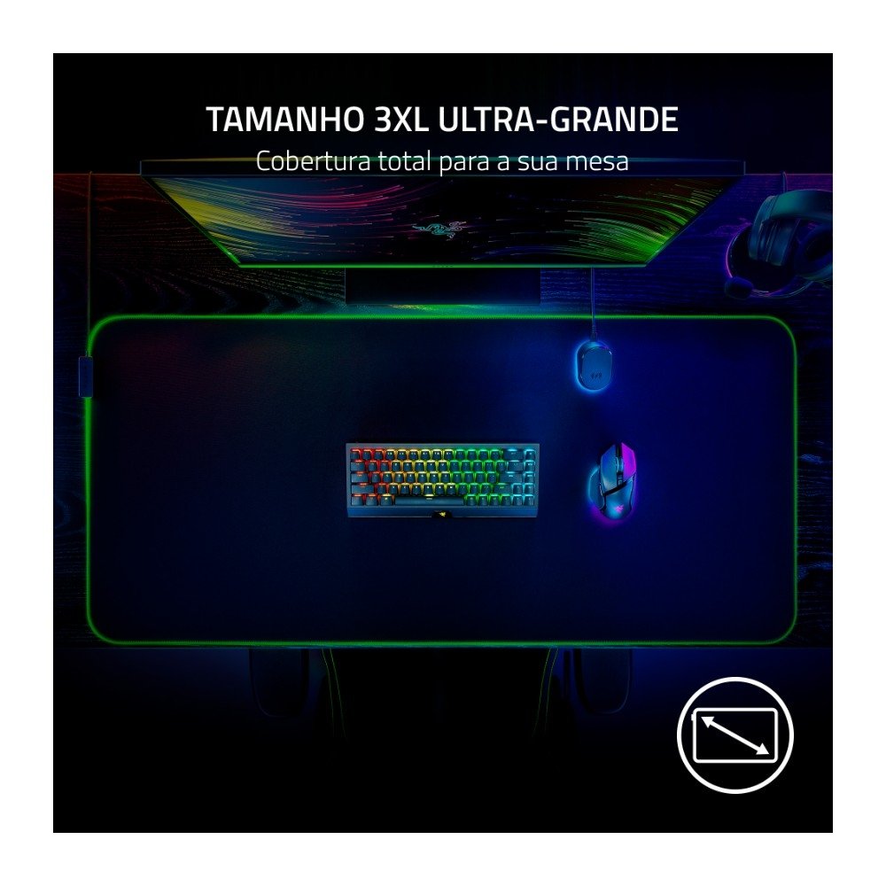 Imagem 3 de 6 do produto Mousepad Gamer Razer Goliathus Chroma 3XL, RGB, Tecido Macio, Gigante, Preto - RZ02-02500700