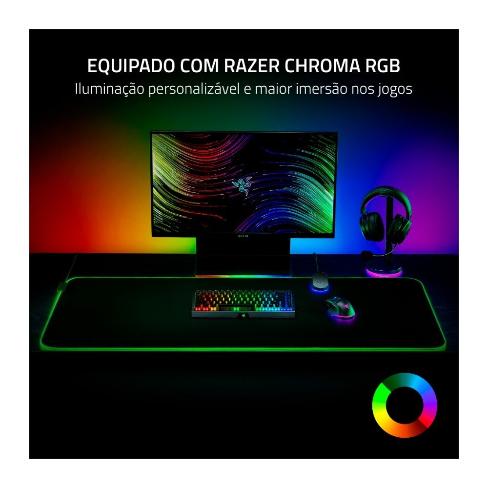 Imagem 4 de 6 do produto Mousepad Gamer Razer Goliathus Chroma 3XL, RGB, Tecido Macio, Gigante, Preto - RZ02-02500700