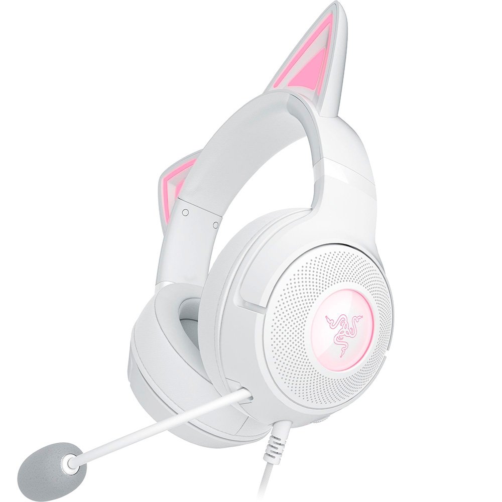 Imagem 2 de 12 do produto Headset Gamer Razer Kraken Kitty V2, Chroma RGB, Conexão USB, Branco - RZ04-04730600-R3U1