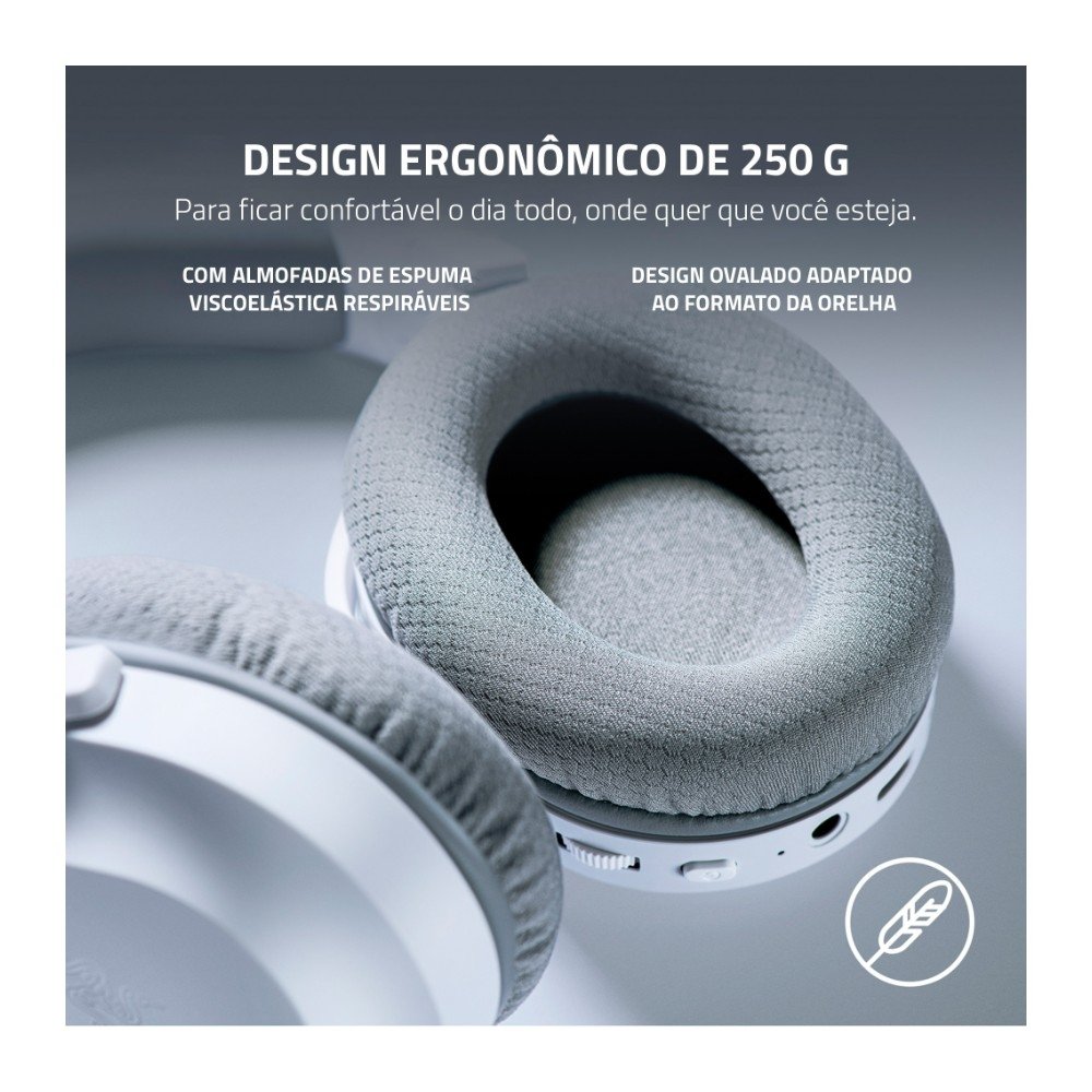 Headset Gamer Sem Fio Razer Barracuda X, Driver 40mm, Microfone Removível, Bateria 50h, Multiplataforma, Wireless 2.4GHz, Bluetooth, Mercury White - RZ04-04430200 - view 3