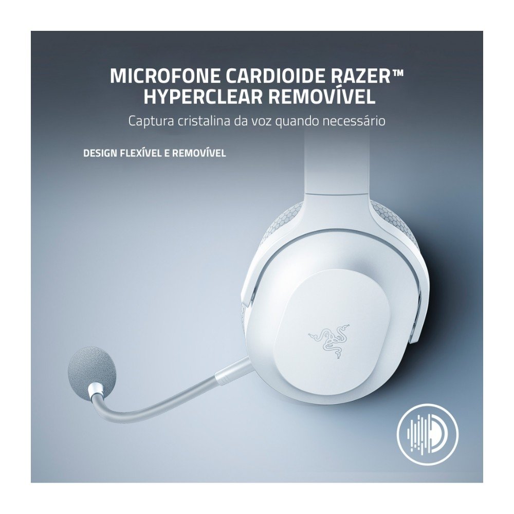Headset Gamer Sem Fio Razer Barracuda X, Driver 40mm, Microfone Removível, Bateria 50h, Multiplataforma, Wireless 2.4GHz, Bluetooth, Mercury White - RZ04-04430200 - view 5