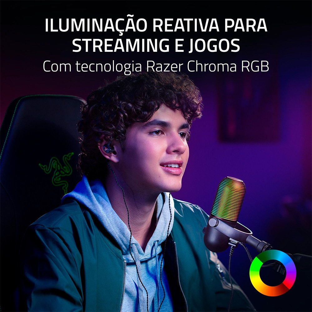 Microfone Razer Seiren V3 Chroma, RGB, Conexão USB, Preto - RZ19-05060100-R3U1 - view 9