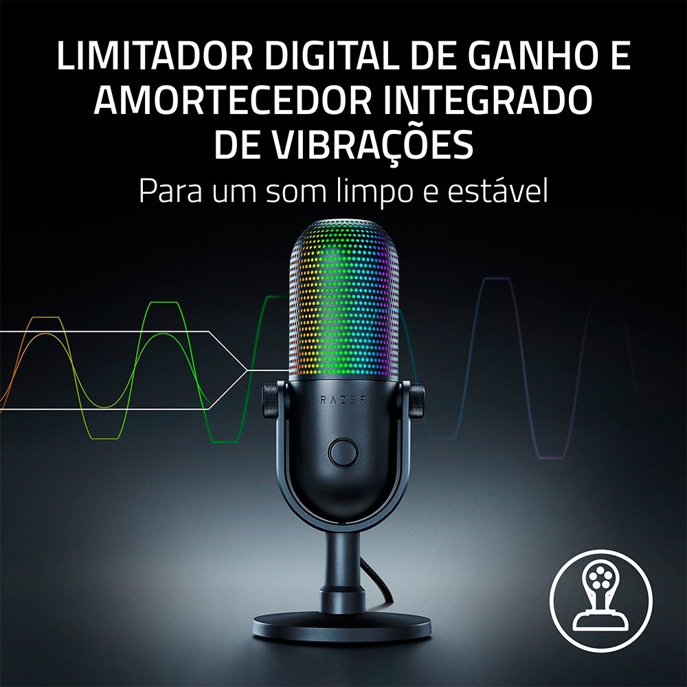 Microfone Razer Seiren V3 Chroma, RGB, Conexão USB, Preto - RZ19-05060100-R3U1 - view 8