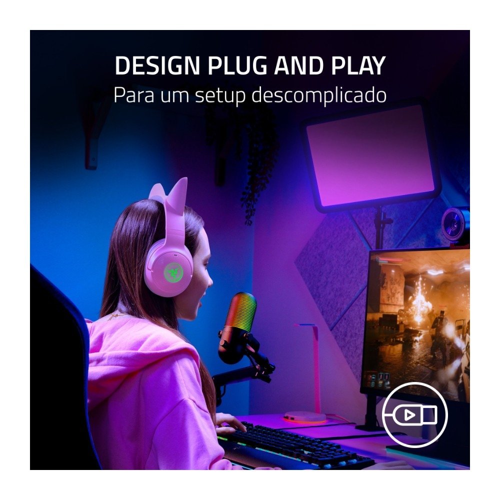 Imagem 4 de 5 do produto Microfone Razer Seiren V3 Chroma, RGB, Sensor Tap-to-Mute, Condensador, PC, Discord, OBS Studio, XSplit, USB, Preto - RZ19-05060100