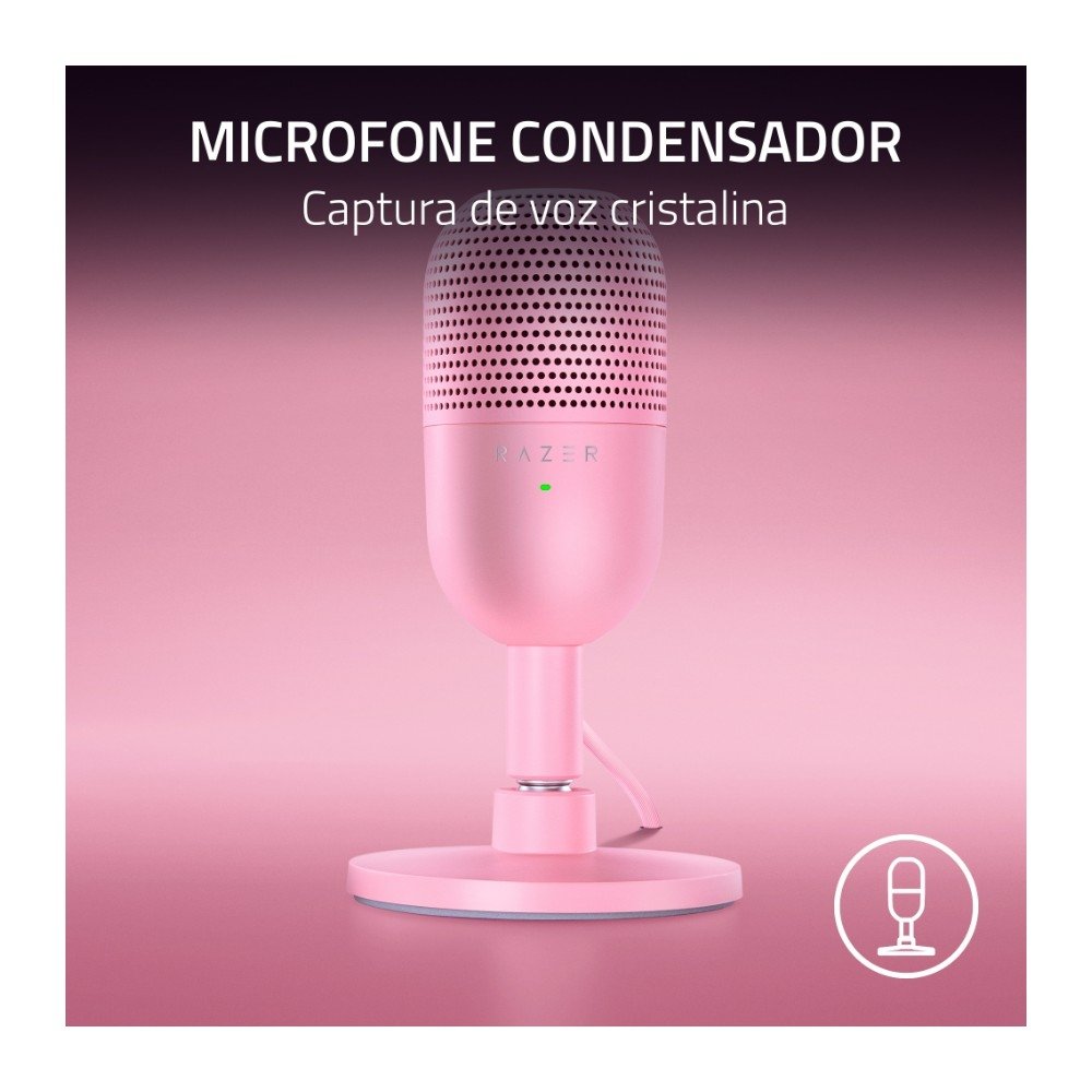 Microfone Gamer ( Balão.info) Seiren V3 Mini Quartz, Supercardioide, Função Toque para Silenciar, Conexão USB, Rosa - RZ19-( Balão.info - foto 2