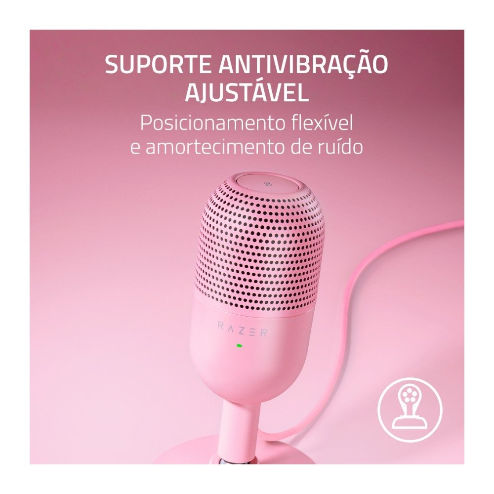 Microfone Gamer ( Balão.info) Seiren V3 Mini Quartz, Supercardioide, Função Toque para Silenciar, Conexão USB, Rosa - RZ19-( Balão.info - foto 5
