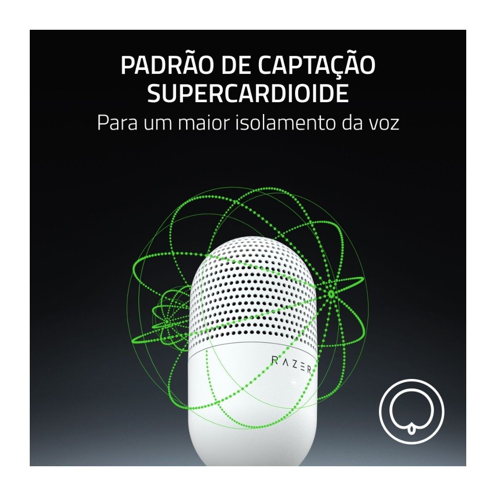 Imagem 3 de 5 do produto Microfone Razer Seiren V3 Mini, Condensador, Sensor Tap-to-Mute, Ultracompacto, USB, Branco - RZ19-05050300