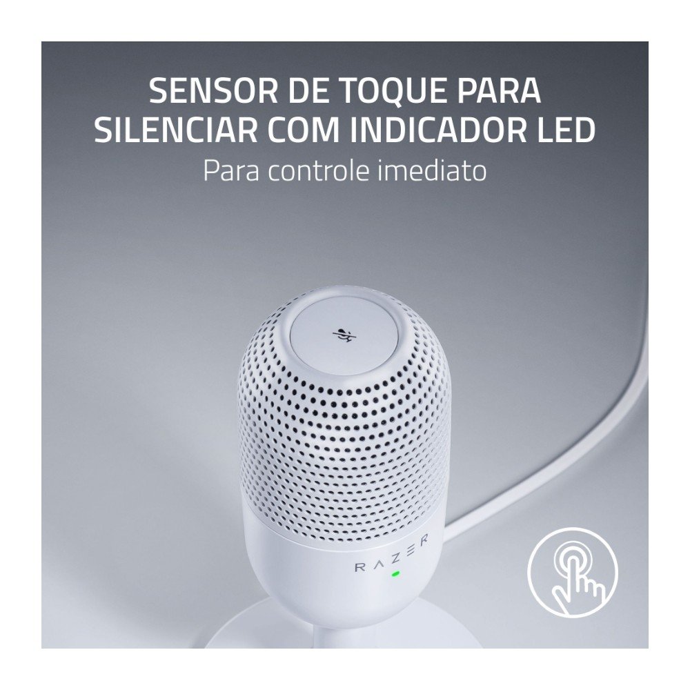 Imagem 4 de 5 do produto Microfone Razer Seiren V3 Mini, Condensador, Sensor Tap-to-Mute, Ultracompacto, USB, Branco - RZ19-05050300