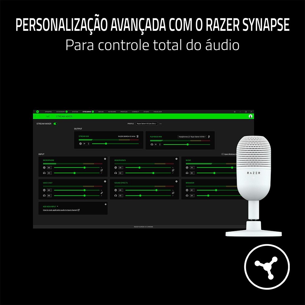 Microfone Razer Seiren V3 Mini, Ultracompacto, Conexão USB, Branco - RZ19-05050300-R3U1 - view 9