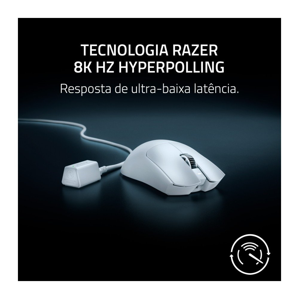 Mouse Gamer Sem Fio ( Balão.info) Pro White Edition, Sensor Focus Pro, ( Balão.info) DPI, Bateria 95h, Polling Rate 8000Hz, Branco - RZ01-( Balão.info - foto 3