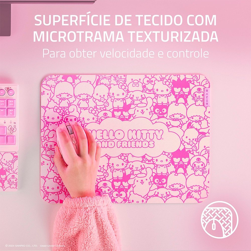 Imagem 4 de 7 do produto Mousepad Gamer Razer Gigantus V2, Tecido Macio, Médio, Hello Kitty and Friends Edition - RZ02-03333400-R3M1