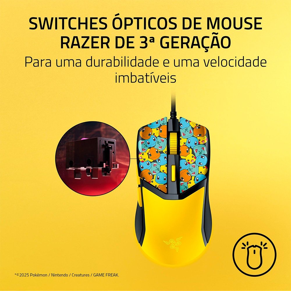 Mouse Gamer Razer Cobra, Chroma RGB, 8500 DPI, Pokémon Kanto Starters Edition - RZ01-04650400-R3M1