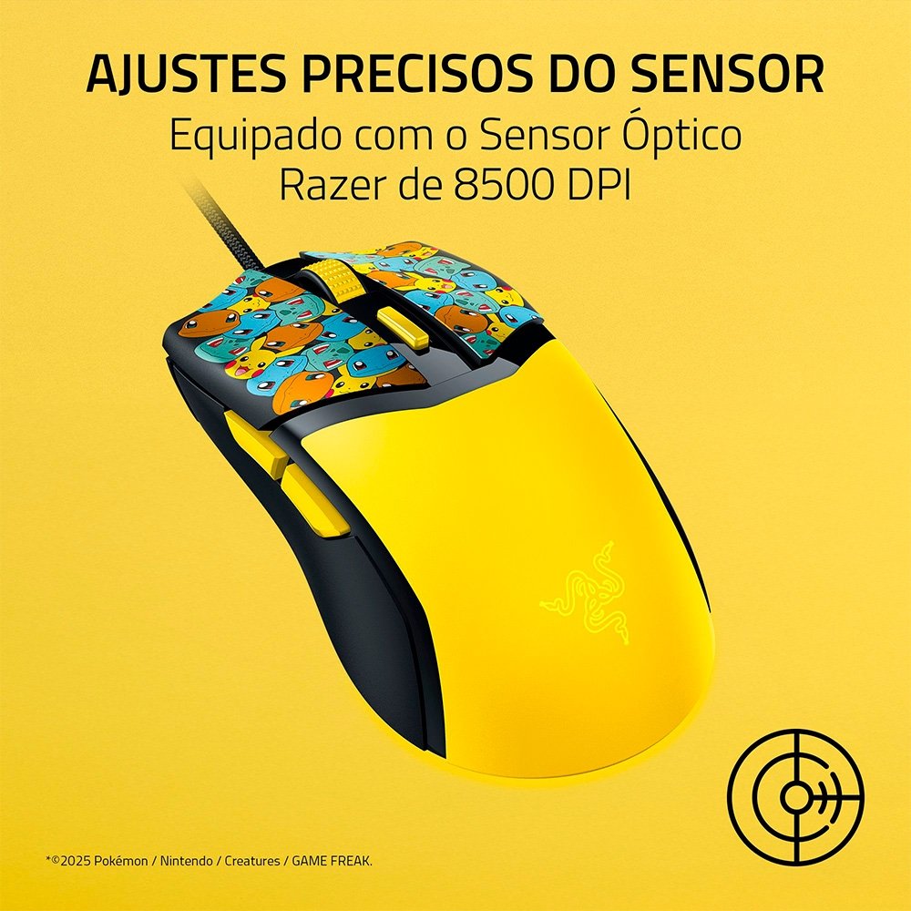 Mouse Gamer Razer Cobra, Chroma RGB, 8500 DPI, Pokémon Kanto Starters Edition - RZ01-04650400-R3M1