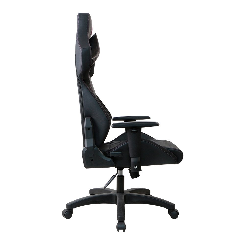Cadeira Gamer 1STPLAYER WIN101, Até 160kg, Reclinável, com Almofadas, Material PVC, Preta e Rosa - WIN-101-BK - view 3