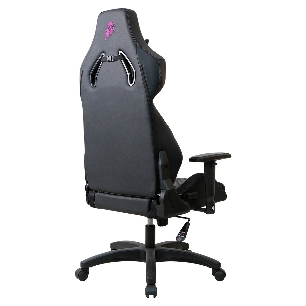 Cadeira Gamer 1STPLAYER WIN101, Até 160kg, Reclinável, com Almofadas, Material PVC, Preta e Rosa - WIN-101-BK - view 4