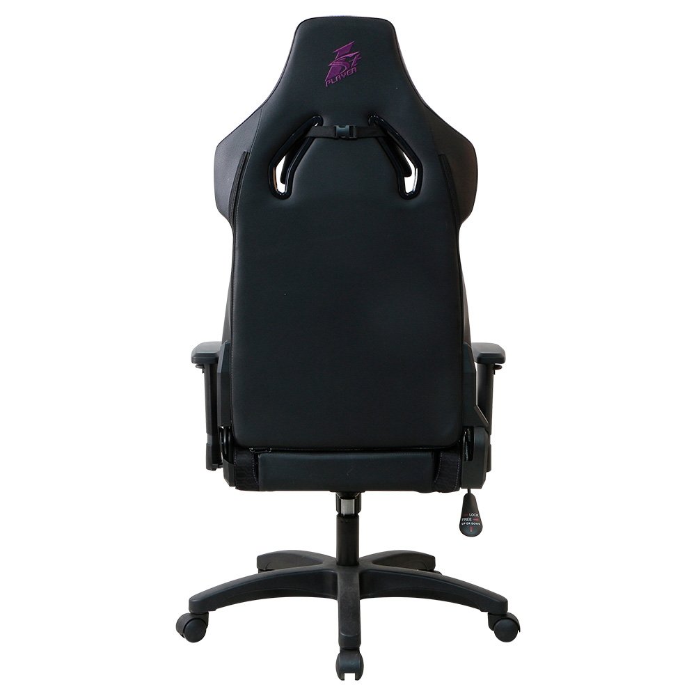 Cadeira Gamer 1STPLAYER WIN101, Até 160kg, Reclinável, com Almofadas, Material PVC, Preta e Rosa - WIN-101-BK - view 5