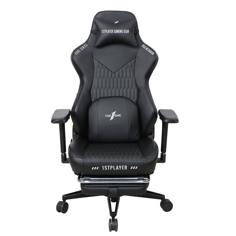 Cadeira Gamer 1STPLAYER DUKE, Até 160kg, Reclinável, Almofadas e Apoio para os Pés, Cilindro de Gás Classe 4, Preta - DUKE-FR-BK