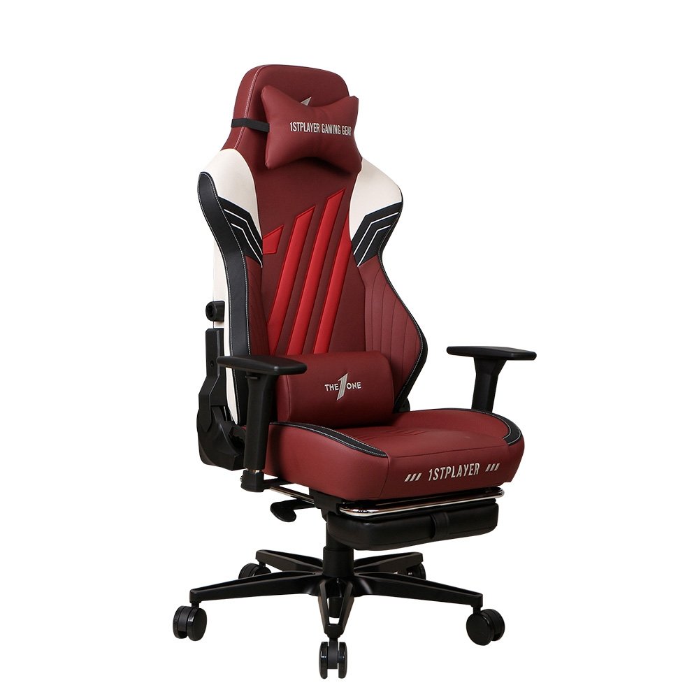 Cadeira Gamer 1STPLAYER DUKE, Até 160kg, Almofadas e Apoio para os Pés, Cilindro de Gás Classe 4, Preta, Branca e Vermelha - DUKE-FR-BKWHRE
