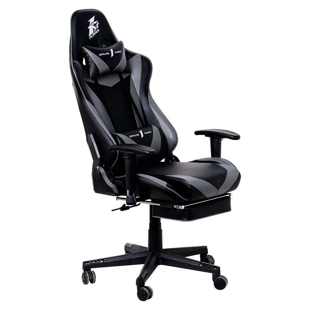 Imagem 6 de 7 do produto Cadeira Gamer 1STPLAYER FK3, Até 160kg, Reclinável, com Almofadas, Material PVC, Preto e Cinza - FK3-FR-BKGA