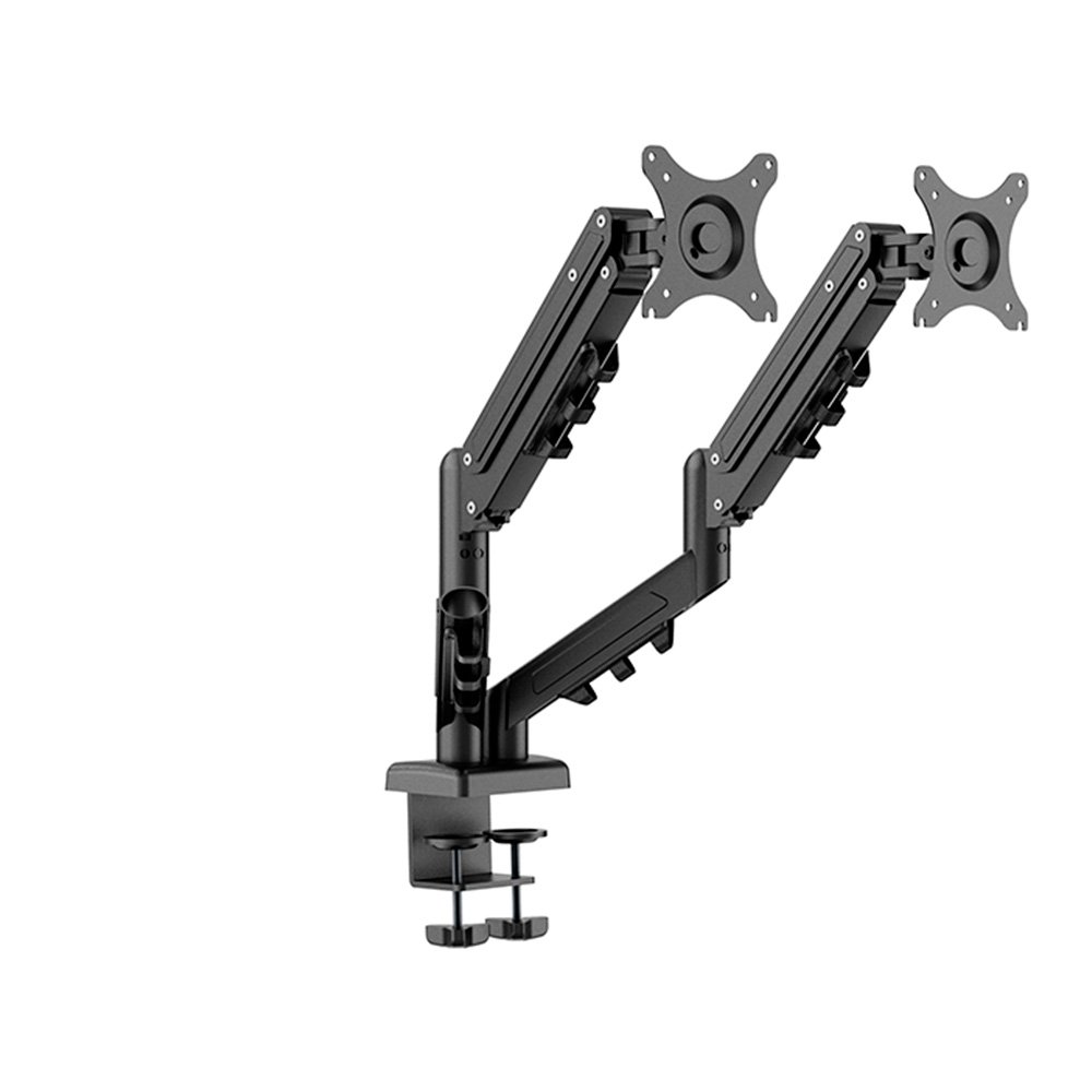 Imagem 2 de 10 do produto Suporte de Mesa Articulado para 2 Monitores de 17" a 32" FlexiSpot F5D, Ajustes com Pistão a Gás, VESA, Preto - F5DB