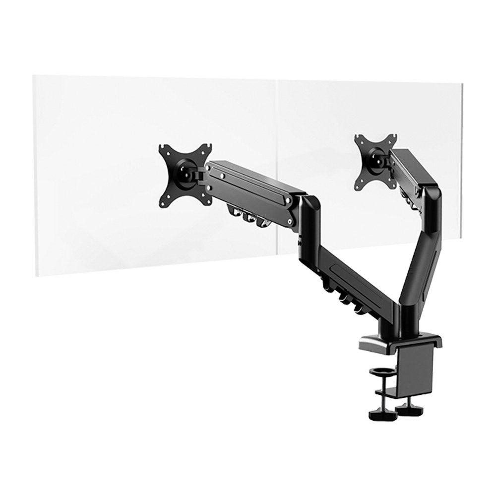 Imagem 4 de 10 do produto Suporte de Mesa Articulado para 2 Monitores de 17" a 32" FlexiSpot F5D, Ajustes com Pistão a Gás, VESA, Preto - F5DB