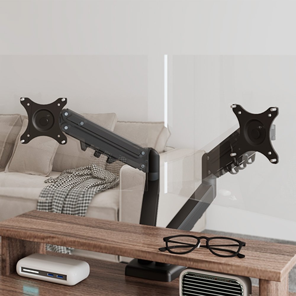 Imagem 10 de 10 do produto Suporte de Mesa Articulado para 2 Monitores de 17" a 32" FlexiSpot F5D, Ajustes com Pistão a Gás, VESA, Preto - F5DB