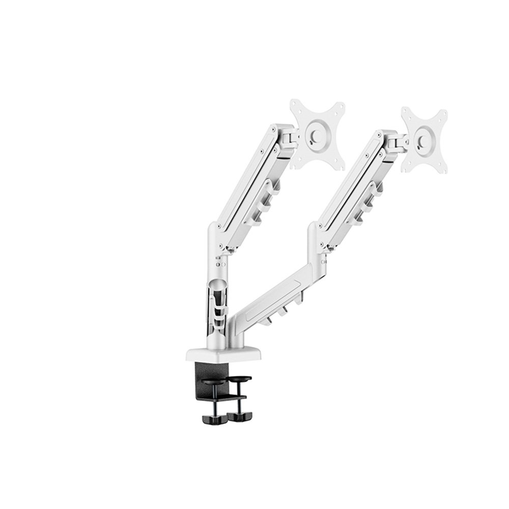 Imagem 2 de 10 do produto Suporte de Mesa Articulado para 2 Monitores de 17" a 32" FlexiSpot F5D, Ajustes com Pistão a Gás, VESA, Branco - F5DW